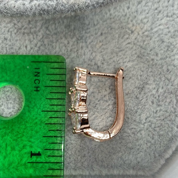 Gold Plated CZ Leaves hug Earrings - Picture 6 of 6